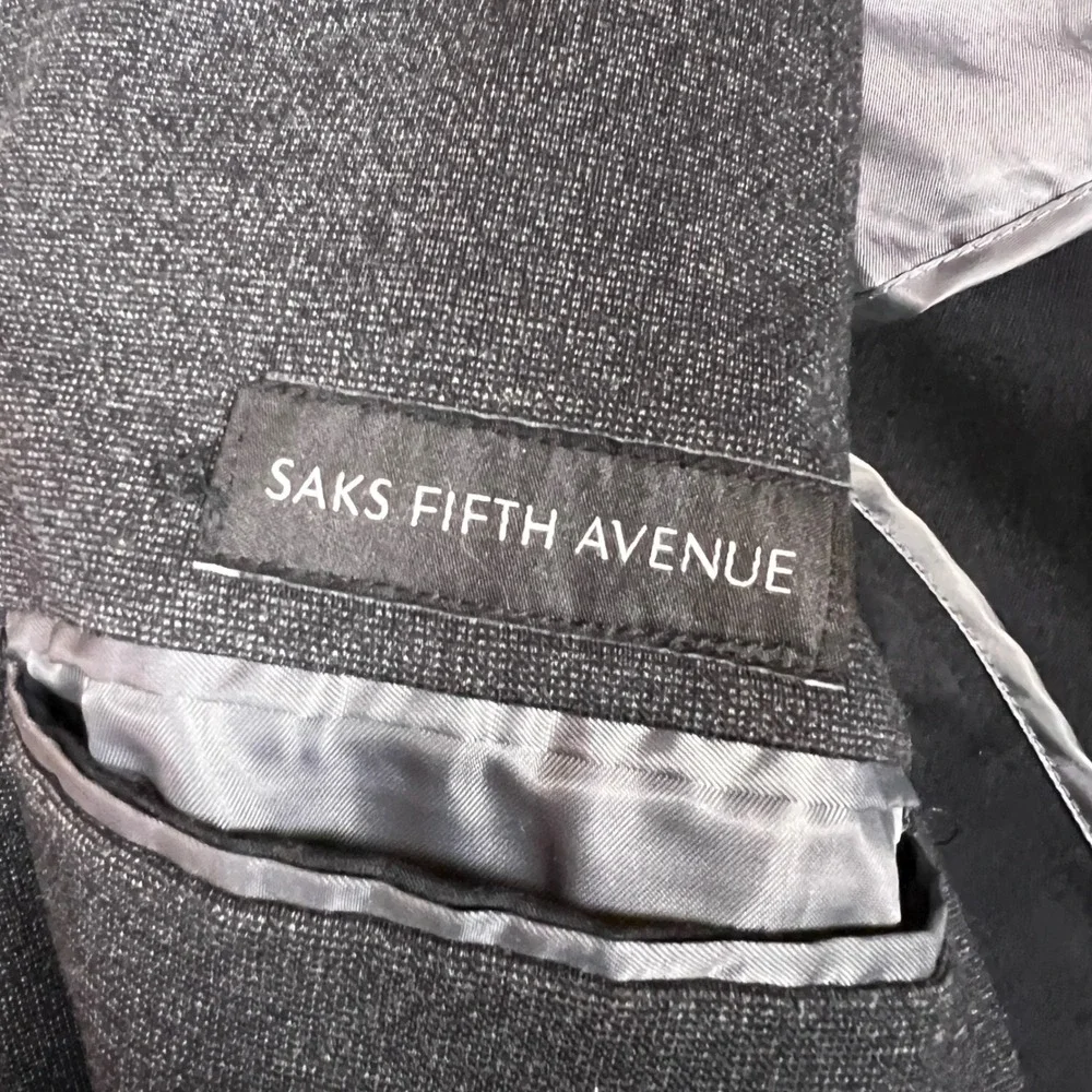 Saks Fifth Avenue Blazer Mens 44 Charcoal Grey Good Unstructured Knit Sport Coat
